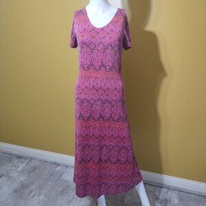 Vintage Scene 1 Short Sleeve Full Length A Line Dress Size M Boho